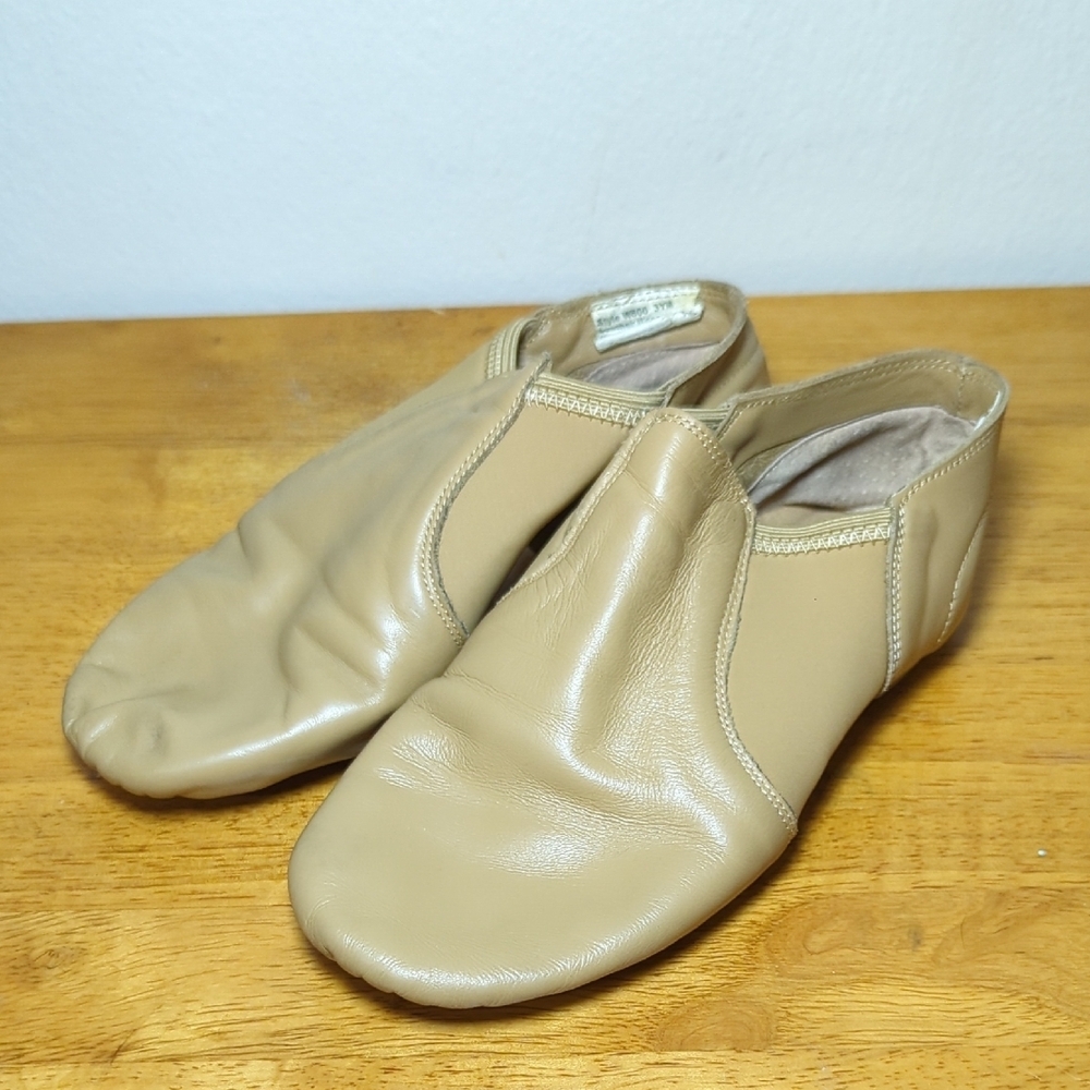 Weissman Children's Slip on Jazz Shoes Tan Leather Dance Girls Size 3
